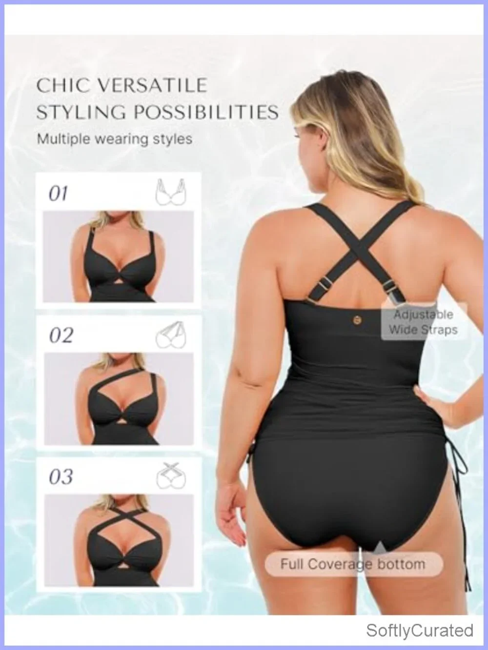 Tummy Control One Piece Swimsuit with Mesh Wrap Skirt Modest Swim Dress